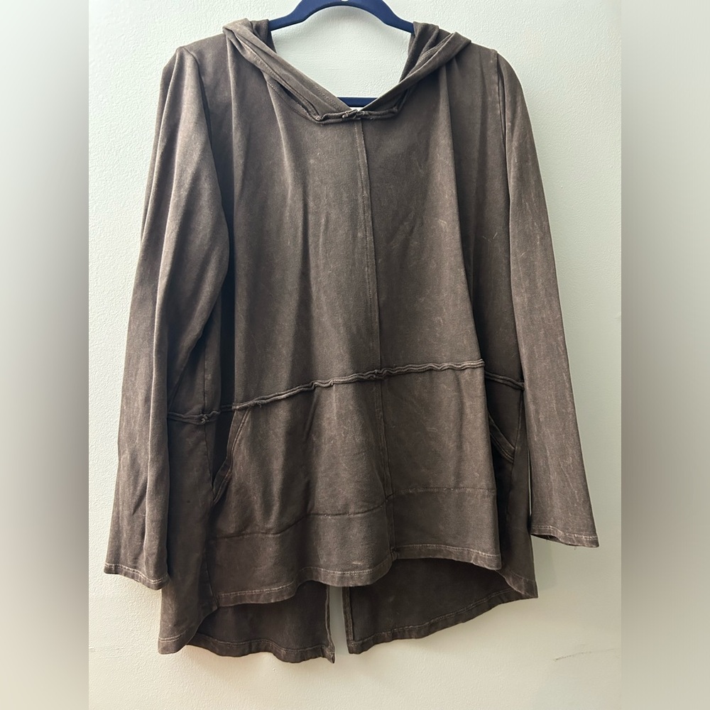 Chalet Et Ceci Brown Hooded Boho Sweatshirt Size Large